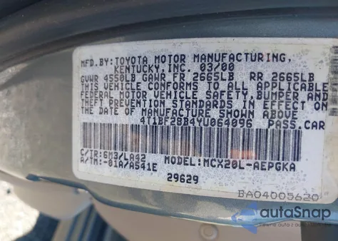 2000 Toyota Avalon Xls from USA, damaged, VIN 4T1BF28B4YU064096